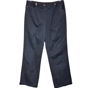 St.John Collection wide leg stretch jeans black size 14 luxury designer comfort